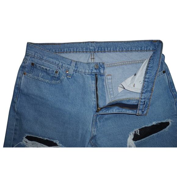 Levi’s 511 Slim Fit Distressed Ripped Jeans Men’s 36x30 Light Wash Denim - Picture 4 of 7